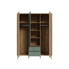 Drehtürenschrank >WHENUA< in Mauvella Eiche/ Salbei - 154,2x201,5x52,2cm (BxHxT)