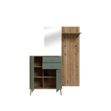 Garderoben-Set >WHENUA< in Mauvella Eiche/ Salbei  - 143,5x195,8x41,5cm (BxHxT)