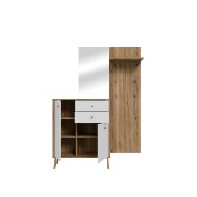 Garderoben-Set >WHENUA< in Mauvella Eiche/ Weiß  - 143,5x195,8x41,5cm (BxHxT)