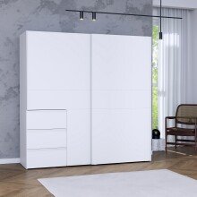 Schiebetürenschrank >Winn 2< in Weiss  - 200,1x200,5x61,2cm (BxHxT)
