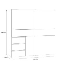 Schiebetürenschrnak >Winn 2< in Flagstaff Eiche / Grau - 200,1x200,5x61,2cm B/H/T