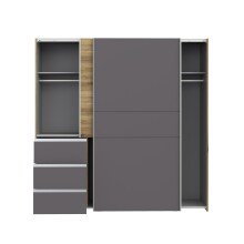 Schiebetürenschrnak >Winn 2< in Flagstaff Eiche / Grau - 200,1x200,5x61,2cm B/H/T
