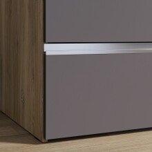 Schiebetürenschrnak >Winn 2< in Flagstaff Eiche / Grau - 200,1x200,5x61,2cm B/H/T