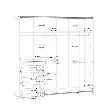 Schiebetürenschrnak >Winn 2< in Flagstaff Eiche / Grau - 200,1x200,5x61,2cm B/H/T