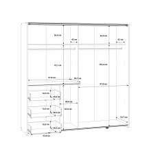 Schiebetürenschrnak >Winn 2< in Flagstaff Eiche / Grau - 200,1x200,5x61,2cm B/H/T