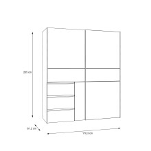 Schiebetürenschrank >Winn 2< in Sonoma Eiche / Spiegel - 170,3x200,5x61,2cm (BxHxT)