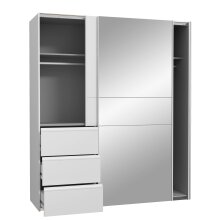 Schiebetürenschrank >WINN 2< in Weiss / Spiegel - 170,3x200,5x61,2cm (BxHxT)