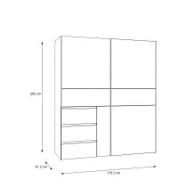 Schiebetürenschrank >WINN 2< in Weiss / Spiegel - 170,3x200,5x61,2cm (BxHxT)