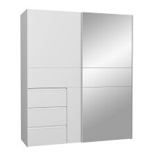 Schiebetürenschrank >WINN 2< in Weiss / Spiegel - 170,3x200,5x61,2cm (BxHxT)