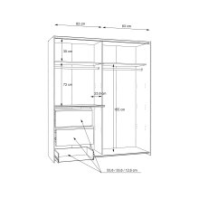 Schiebetürenschrank >WINN 2< in Weiss / Spiegel - 170,3x200,5x61,2cm (BxHxT)