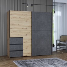 Schiebetürenschrank >Winn 2< in Betonoptik /...