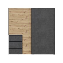 Schiebetürenschrank >Winn 2< in Betonoptik / Artisan Eiche - 200,1x200,5x61,2cm B/H/T