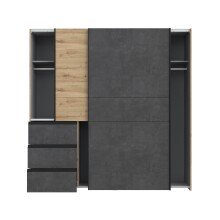 Schiebetürenschrank >Winn 2< in Betonoptik / Artisan Eiche - 200,1x200,5x61,2cm B/H/T