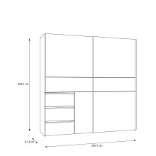 Schiebetürenschrank >Winn 2< in Betonoptik / Artisan Eiche - 200,1x200,5x61,2cm B/H/T
