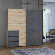 Schiebetürenschrank >Winn 2< in Betonoptik /...