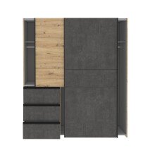 Schiebetürenschrank >Winn 2< in Betonoptik / Artisan Eiche - 170,3x200,5x61,2cm B/H/T