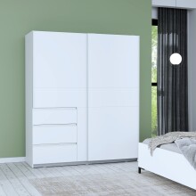 Schiebetürenschrank >Winn 2< in Weiss  - 170,3x200,5x61,2cm (BxHxT)