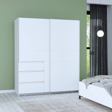 Schiebetürenschrank >Winn 2< in Weiss  - 170,3x200,5x61,2cm (BxHxT)