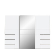 Schiebetürenschrank >WINN 2< in Weiss / Spiegel - 269,7x200,5x61cm (BxHxT)