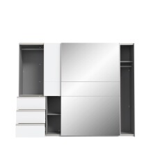 Schiebetürenschrank >WINN 2< in Weiss / Spiegel - 249x200,5x61cm (BxHxT)