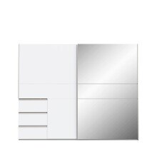 Schiebetürenschrank >WINN 2< in Weiss / Spiegel - 249x200,5x61cm (BxHxT)