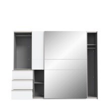 Schiebetürenschrank >WINN 2< in Weiss / Spiegel - 249x200,5x61cm (BxHxT)