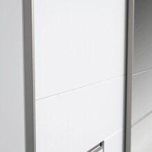 Schiebetürenschrank >WINN 2< in Weiss / Spiegel - 249x200,5x61cm (BxHxT)