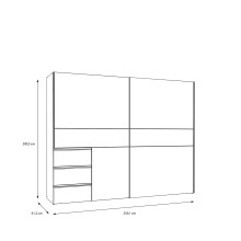Schiebetürenschrank >WINN 2< in Weiss / Spiegel - 249x200,5x61cm (BxHxT)