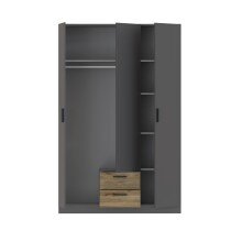 Drehtürenschrank >TROYANDA< in grau / Flagstaff Eiche - 135,6x210,5x54,2cm B/H/T