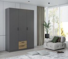 Drehtürenschrank >TROYANDA< in grau /...