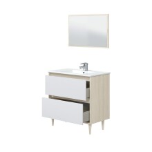Badezimmer-Set >VERONA< in Eiche/Weiß Hochglanz - 80x80x45 (BxHxT)