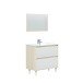 Badezimmer-Set >VERONA< in Eiche/Weiß Hochglanz - 80x80x45 (BxHxT)
