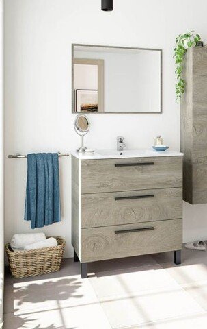 Badezimmer-Set >ATHENA< in Alaska-Eiche - 80x86x45 (BxHxT)