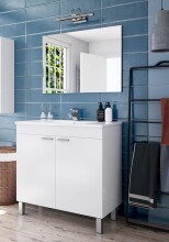 Badezimmer-Set >LC1< in weiß glänzend - 80x80x45 (BxHxT)