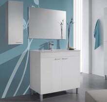 Badezimmer-Set >LC1< in weiß glänzend - 80x80x45 (BxHxT)