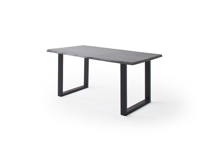 Baumkantentisch >Calabria< in Akazie grau  / anthrazit - 200x77,5x100 (BxHxT)