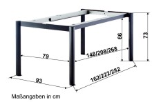 Tischgestell >Freesystem< in Graphit, Aluminium - 165x74x100cm (BxHxT)