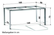 Tischgestell >Freesystem< in Eisengrau, Aluminium - 160x74x90cm (BxHxT)