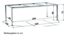 Tischgestell >Freesystem< in Eisengrau, Aluminium - 220x74x100cm (BxHxT)