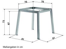 Tischgestell >Loft Polytec< in Graphit, Aluminium - 70x73x70cm (BxHxT)