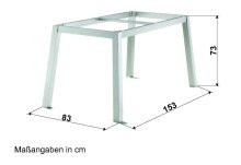 Tischgestell >Loft Polytec< in graphit, Aluminium - 140x73x70cm (BxHxT)