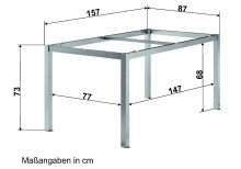 Tischgestell >Loft Polytec< in Anthrazit, Aluminium - 157x73x87cm (BxHxT)