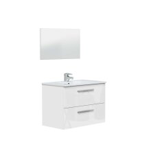 Badezimmer-Set >ARUBA< in weiß glänzend/Weiß lackiert - 80x57x45 (BxHxT)