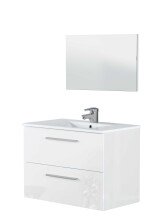 Badezimmer-Set >ARUBA< in weiß glänzend/Weiß lackiert - 80x57x45 (BxHxT)