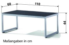 Glastisch >Lounge< in eisengrau - 110x44x60 (BxHxT)