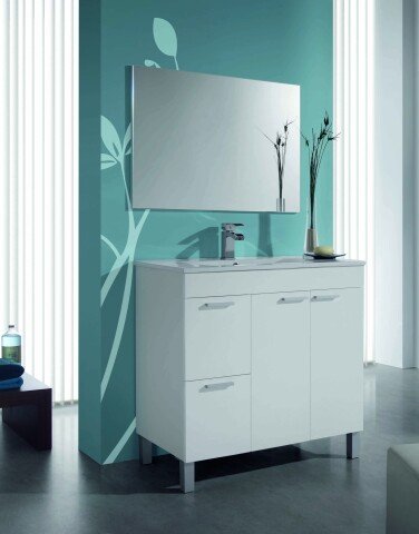 Badezimmer-Set >AKTIVA< in weiß glänzend - 80x80x45 (BxHxT)