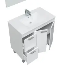 Badezimmer-Set >AKTIVA< in weiß glänzend - 80x80x45 (BxHxT)