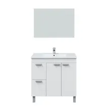 Badezimmer-Set >AKTIVA< in weiß glänzend - 80x80x45 (BxHxT)