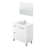 Badezimmer-Set >AKTIVA< in weiß glänzend - 80x80x45 (BxHxT)