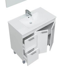 Badezimmer-Set >AKTIVA< in weiß glänzend - 80x80x45 (BxHxT)